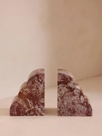 Soho Home Joanie Jasper Stone Scalloped Bookends In Brown