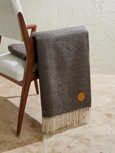 Soho Home Marwood Logo-appliquéd Fringed Wool-blend Throw In Gray