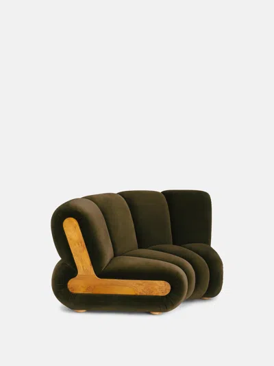 Soho Home Noelle Sectional Curved Armchair In Olive