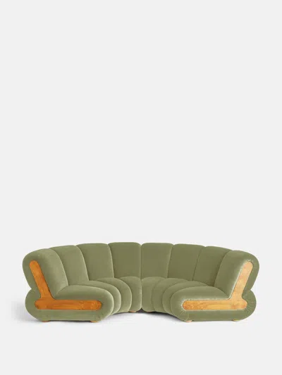 Soho Home Noelle Sectional Curved Sofa In Green