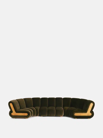 Soho Home Noelle Sectional Curved Sofa In Olive
