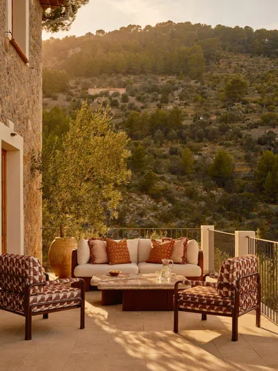 Soho Home Odell Outdoor Three Seater Sofa In Brown