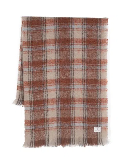 Soho Home Orange Harlyn Checkered Blanket