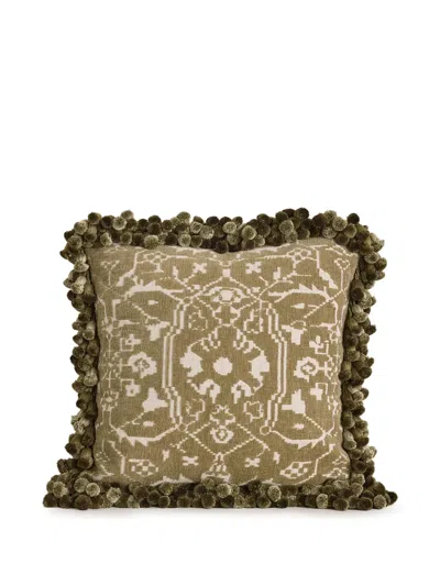 Soho Home Pompom-detail Cushion In Green
