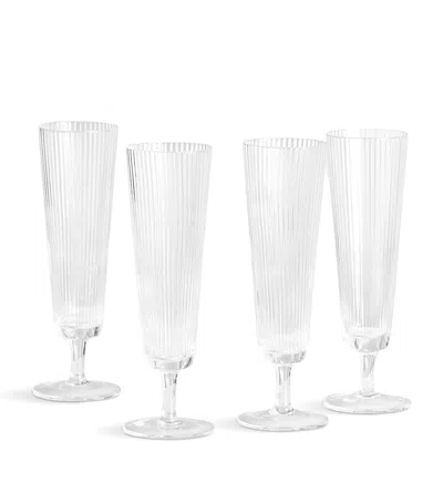 Soho Home Set Of 4 Fluted Champagne Flutes In Clear