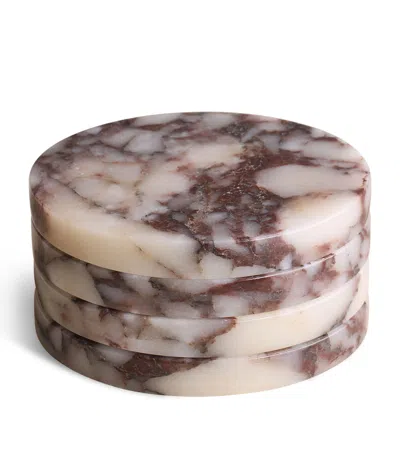 Soho Home Set Of 4 Marble Hanson Coasters In Purple