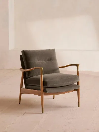 Soho Home Theodore Oak Armchair In Gray