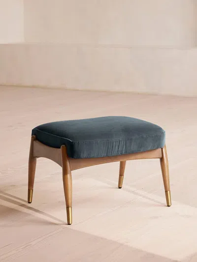 Soho Home Theodore Oak Footstool In Blue