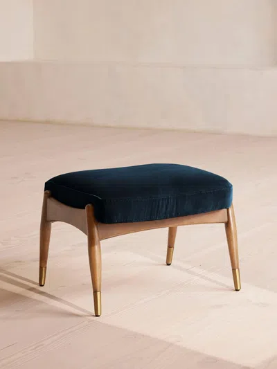 Soho Home Theodore Oak Footstool In Blue