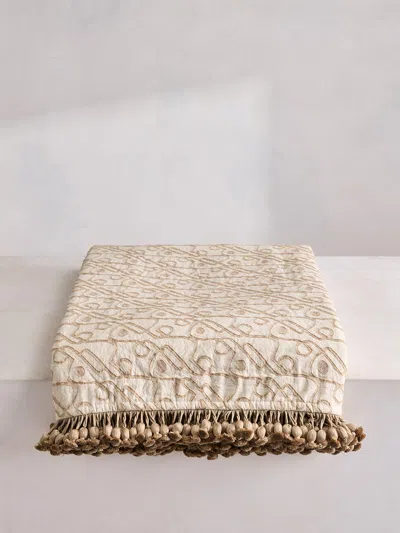 Soho Home Tilney Tassel-detail Patterned Bedspread In Neutral