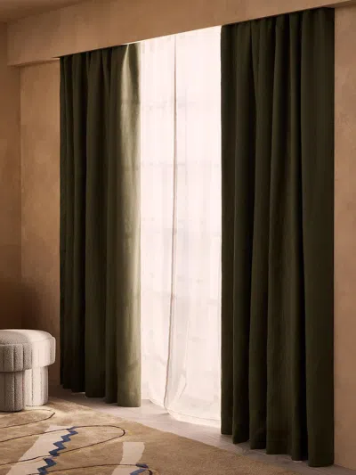 Soho Home Vinnie Linen Curtains In Green