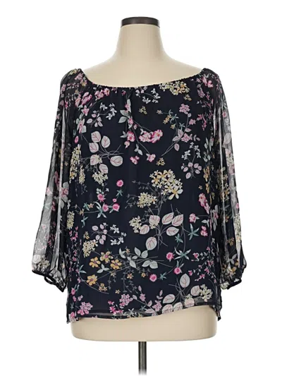 Soho Jeans New York & Company 3/4 Sleeve Blouse In Black