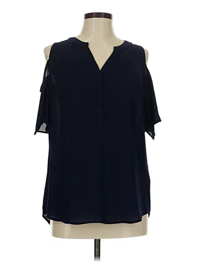 Pre-owned Soho Jeans New York & Company Short Sleeve Blouse In Blue