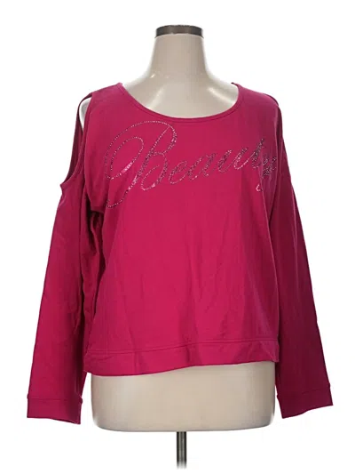 Pre-owned Soho Long Sleeve Top Pink Cold Shoulder Neckline Tops