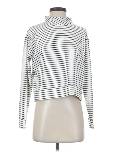 Pre-owned Soho Long Sleeve Top White Stripes Pattern Turtleneck Tops