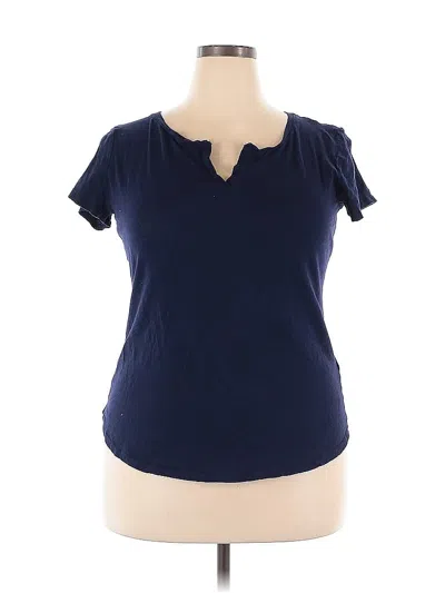 Pre-owned Soho Short Sleeve Top Blue Keyhole Neckline Tops