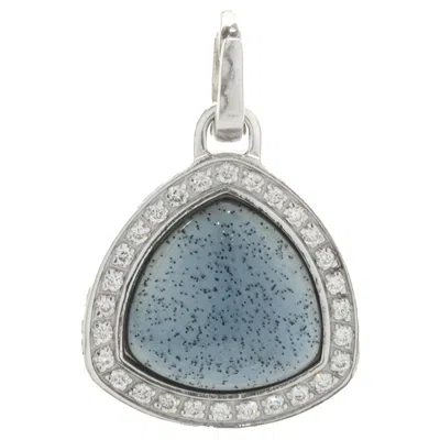 Pre-owned Soho Sterling Silver Turquoise Resin And Diamond Triangle Drop Pendant In Multi