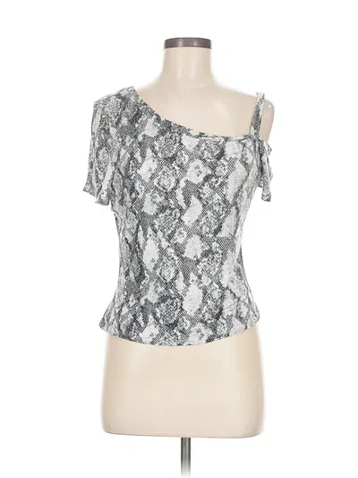 Pre-owned Soho Street New York & Company Tank Top Silver One Shoulder Neckline Tops