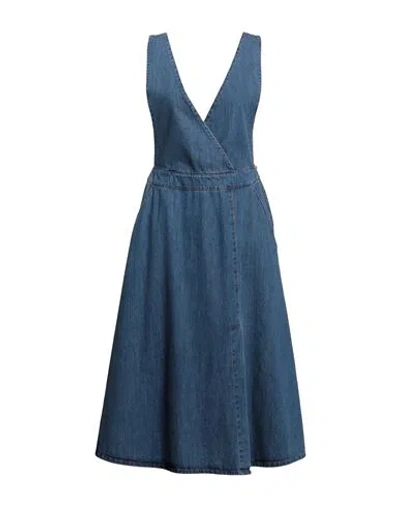 Soho-t Woman Midi Dress Blue Size M Cotton