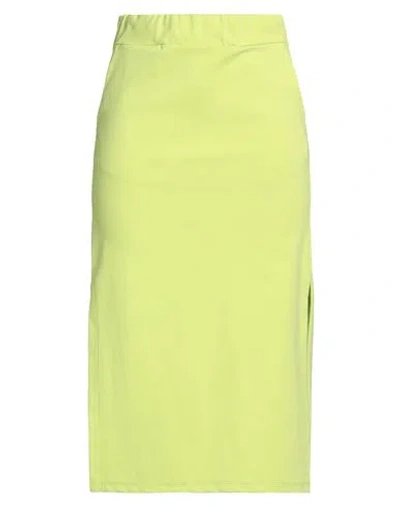 Soho-t Woman Midi Skirt Acid Green Size S Cotton, Polyamide, Elastane