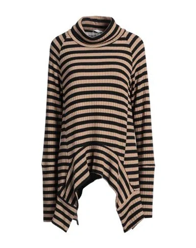 Soho-t Woman Turtleneck Camel Size M Polyester, Viscose, Elastane In Beige