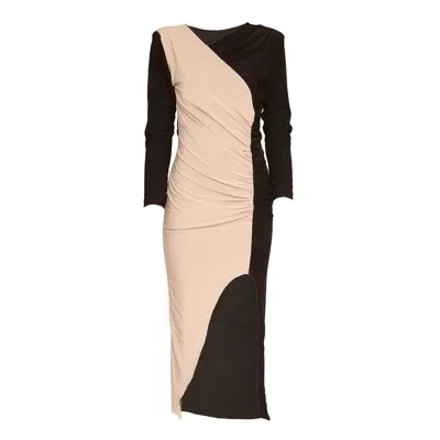 Sohuman Women's Black Tiens Midi Dress