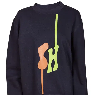 Sohuman Women's Blue Tarj Unisex Sweatshirt In White