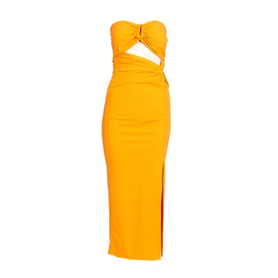 Sohuman Women's Orange Onnasis Midi Dress