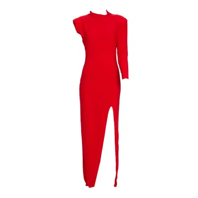 Sohuman Women's Red Olut Midi Dress