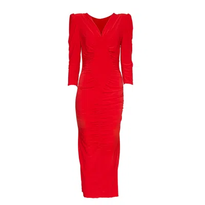 Sohuman Women's Red Rouse Midi Dress