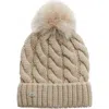 Soia & Kyo Amalie Wool Blend Cable Knit Pom Beanie In Hush