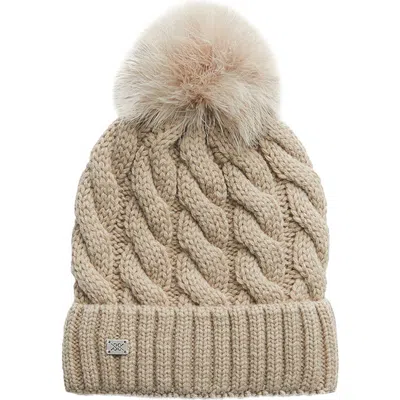 Soia & Kyo Amalie Wool Blend Cable Knit Pom Beanie In Hush