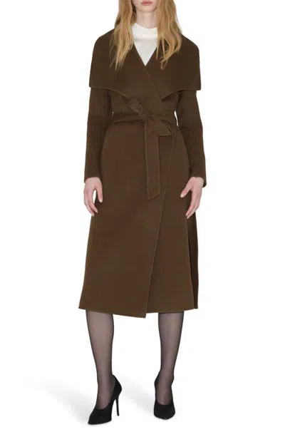Soia & Kyo Britta Cascade Collar Wool Coat In Brown
