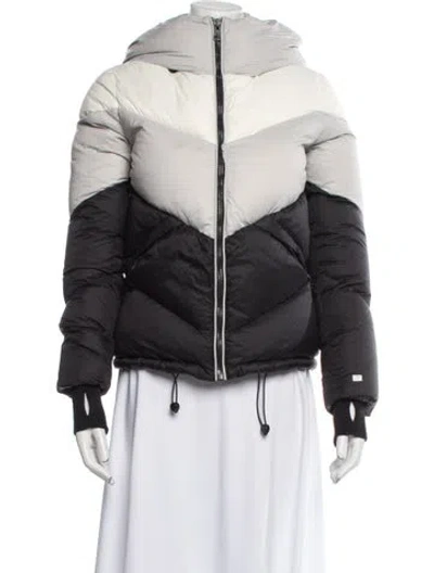 Pre-owned Soia & Kyo Colorblock Pattern Down Jacket In White