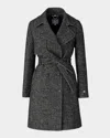 Soia & Kyo Fabianne-h Wool Houndstooth Trench Coat In Black