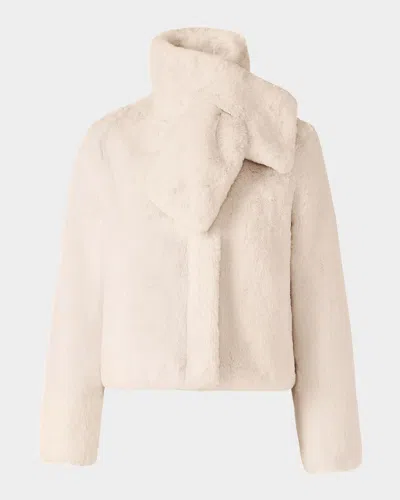 Soia & Kyo Kendell Faux Fur Coat With Detachable Scarf In White