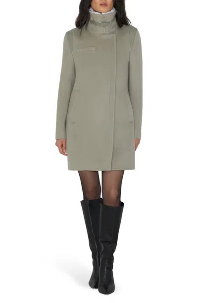 Soia & Kyo Kiana Mixed Media Wool Blend & Leather Coat In Gray