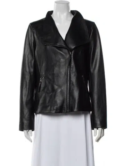 Pre-owned Soia & Kyo Lamb Leather Biker Jacket W/ Tags In Black