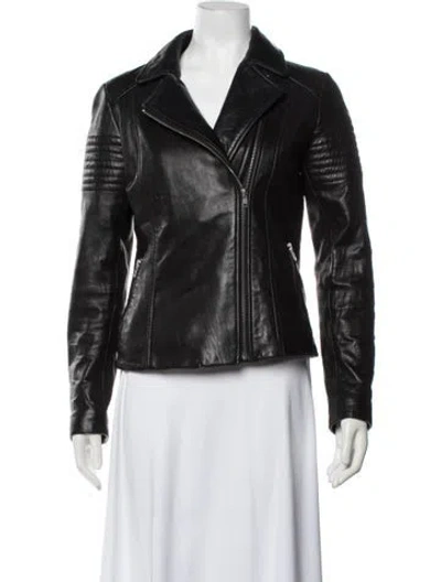Pre-owned Soia & Kyo Lambskin Biker Jacket In Black