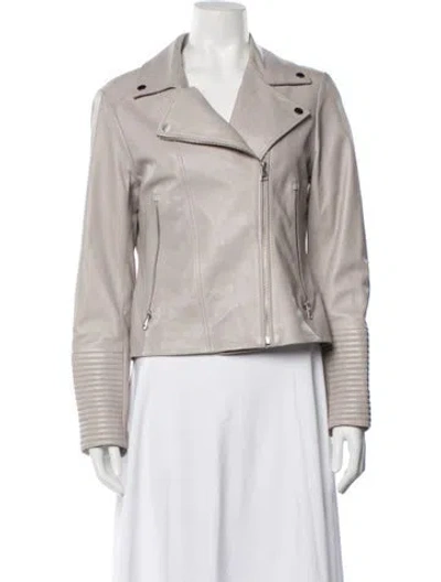 Pre-owned Soia & Kyo Lambskin Biker Jacket In Grey