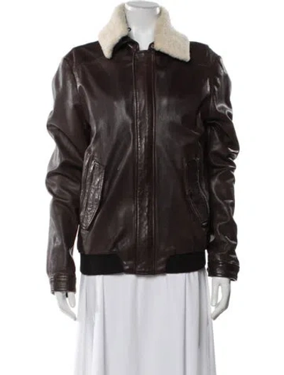 Pre-owned Soia & Kyo Leather Biker Jacket In Brown