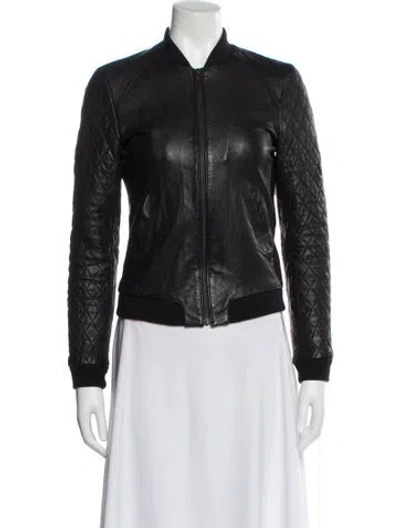 Pre-owned Soia & Kyo Leather Biker Jacket In Gray