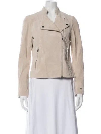 Pre-owned Soia & Kyo Leather Biker Jacket In Neutral