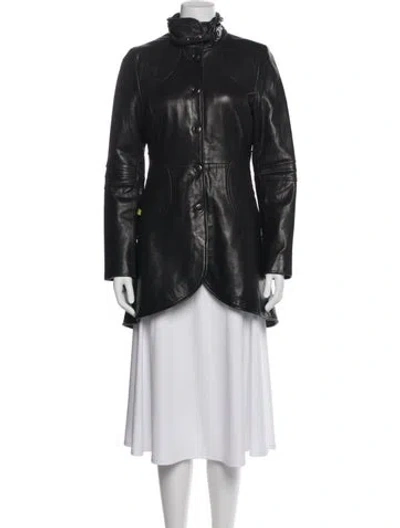 Pre-owned Soia & Kyo Leather Peacoat In Gray