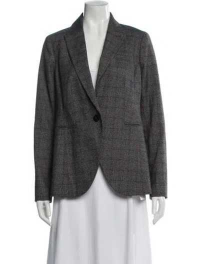 Pre-owned Soia & Kyo Plaid Print Blazer In Gray
