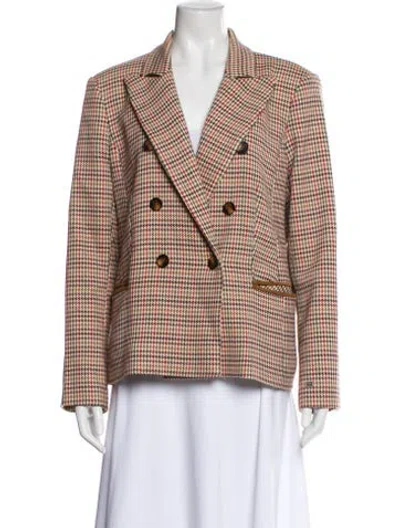 Pre-owned Soia & Kyo Plaid Print Blazer In Neutral