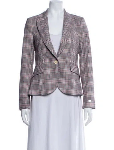 Pre-owned Soia & Kyo Plaid Print Blazer In Pink