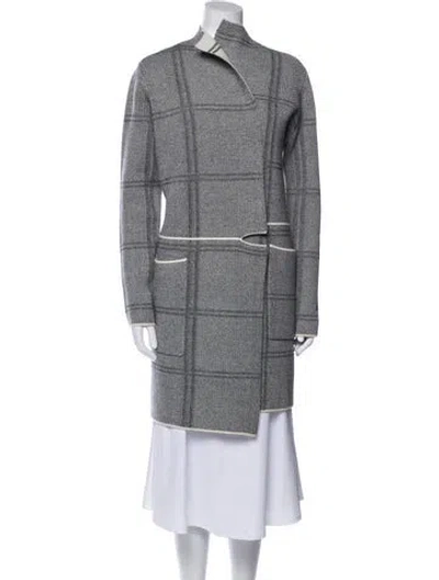 Pre-owned Soia & Kyo Plaid Print Mock Neck Sweater In White