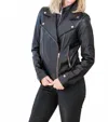Soia & Kyo Ryder Leather Jacket In Black In Blue