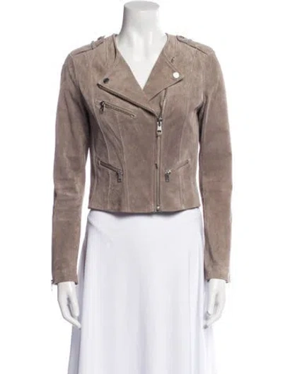 Pre-owned Soia & Kyo Suede Biker Jacket In Neutral